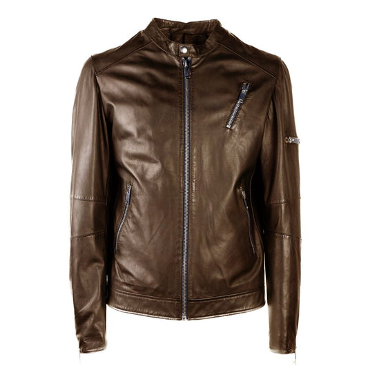 Emilio Romanelli Braune Lederjacke