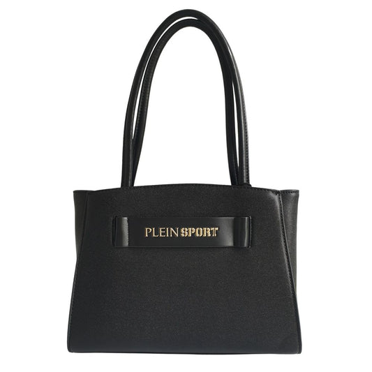 Plein Sport Elegant black tote bag with three compartments