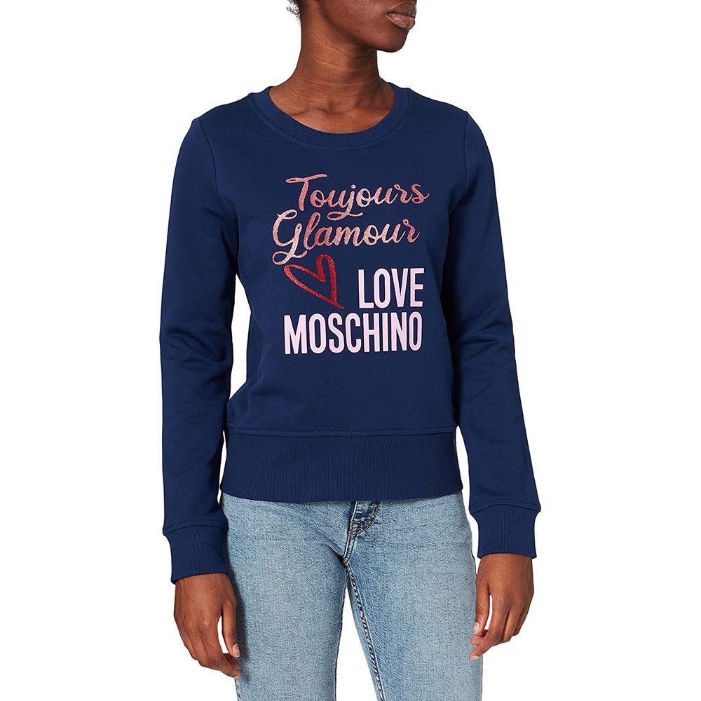 Love Moschino Blauer Baumwollpullover für Frauen