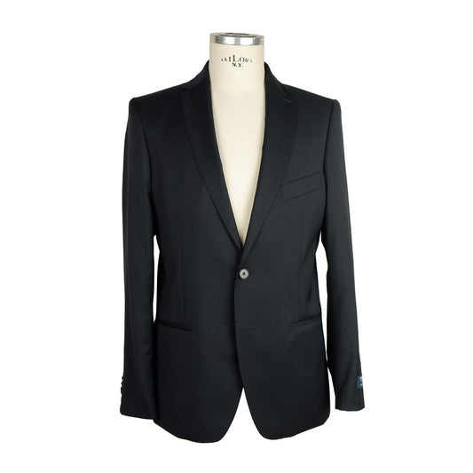 Made in Italy Black Wool Suit for Men