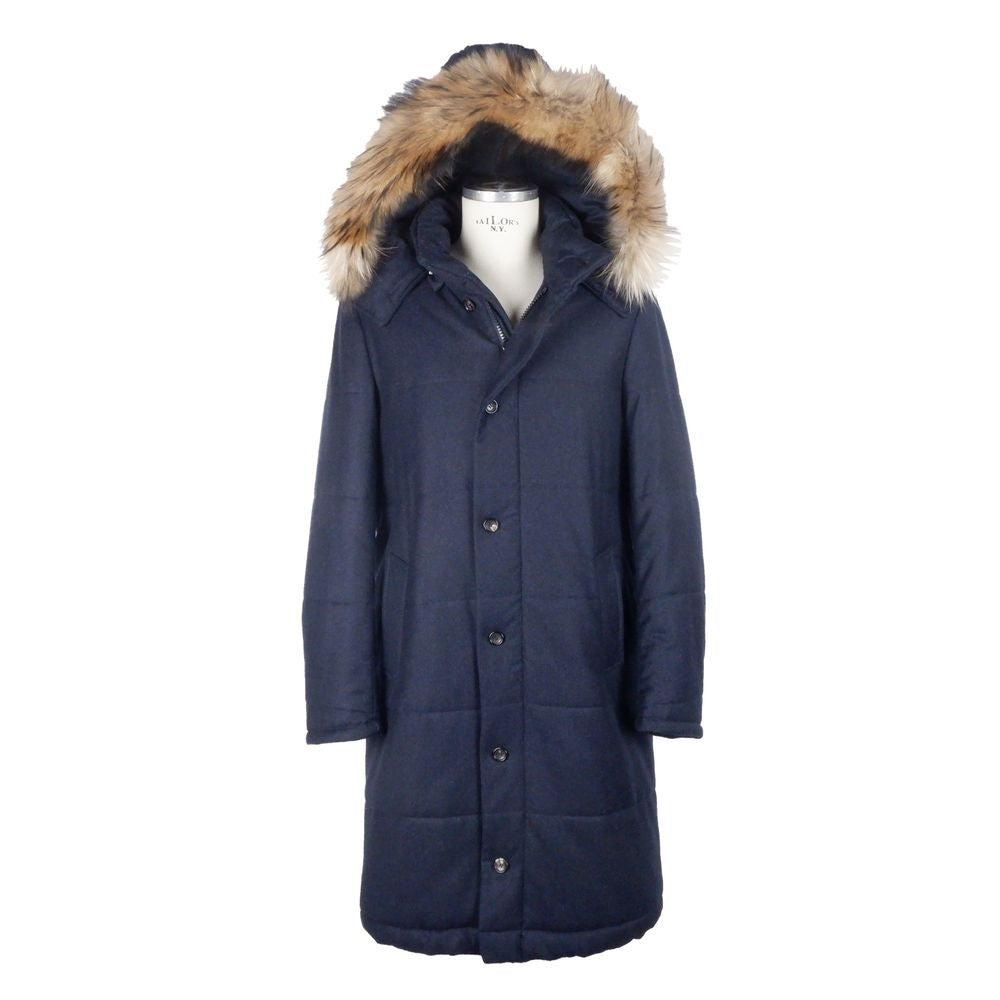 Made in Italy Blue men's wool raincoat