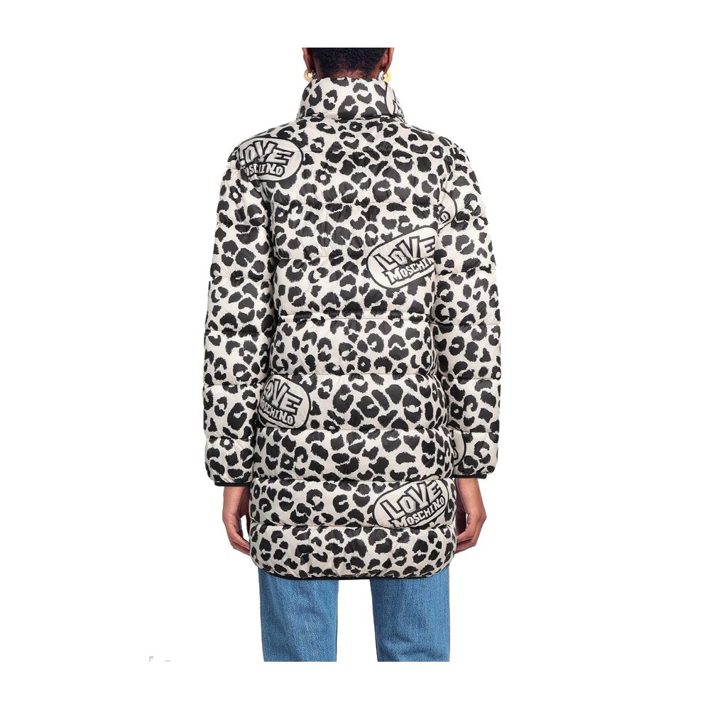 Love Moschino Bezaubernde lange Daunenjacke mit Leopardenmuster