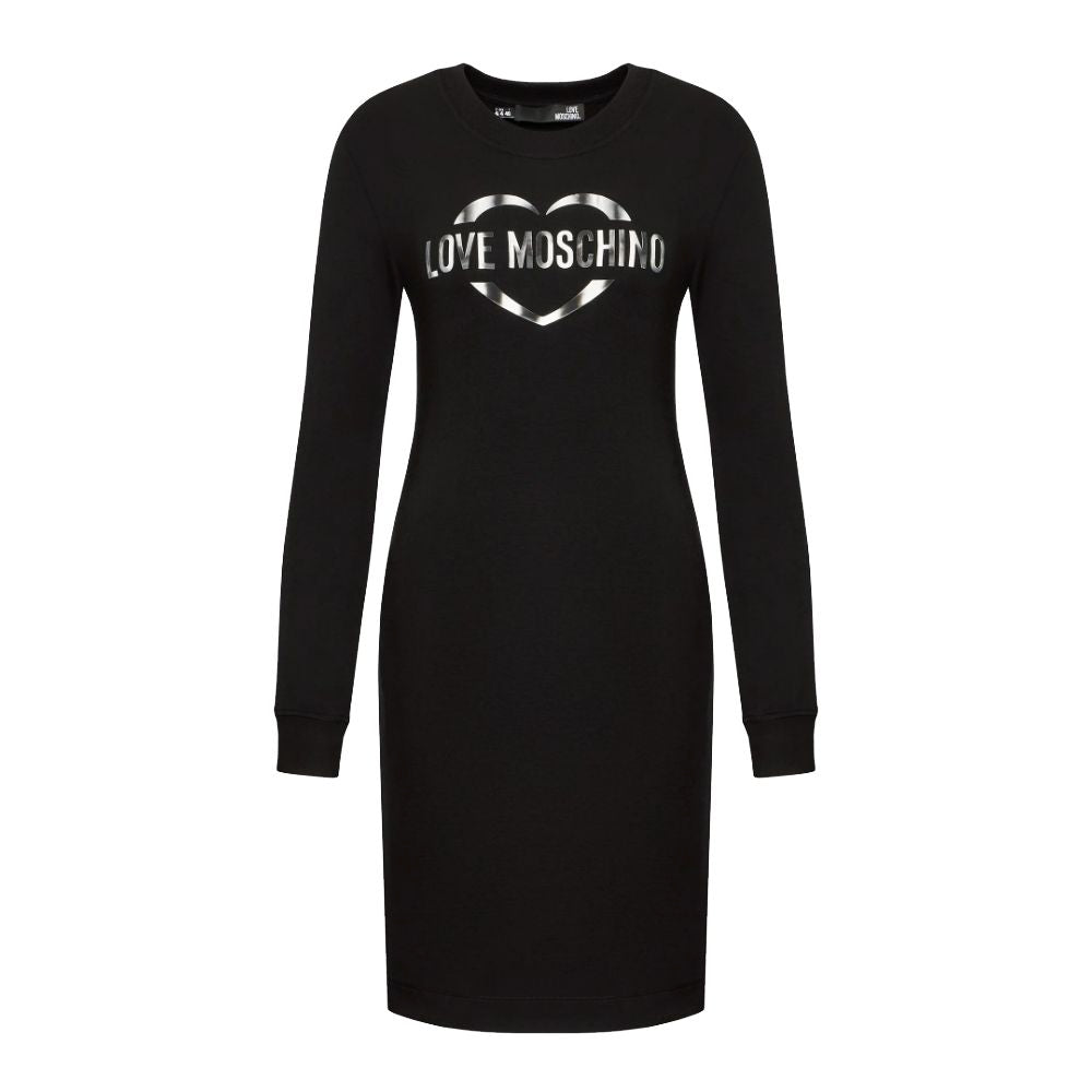 Love Moschino Schickes Logo-Kleid aus Baumwollmischung - lange Ärmel