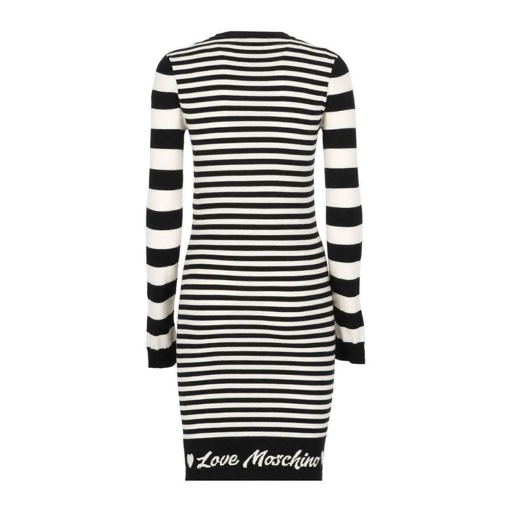 Love Moschino Schickes gestreiftes Logo-Strickkleid