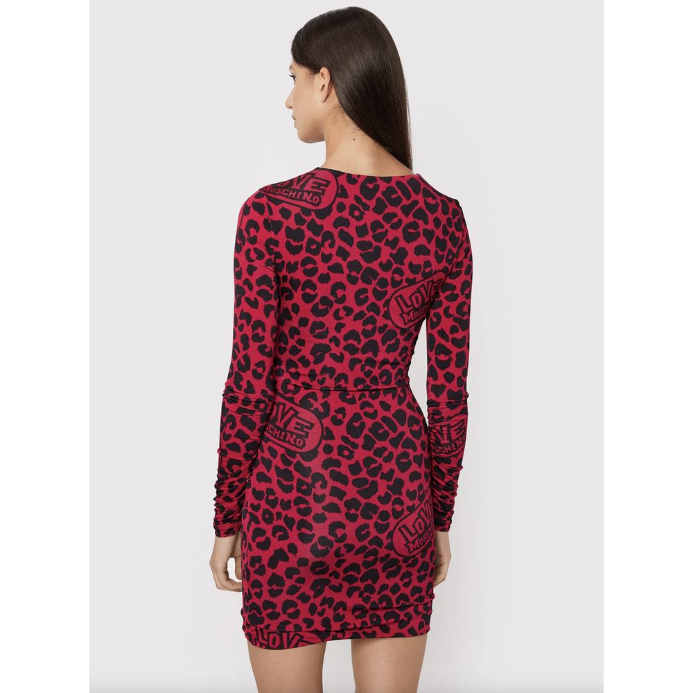 Love Moschino Schickes rotes Kleid mit Leopardenmuster