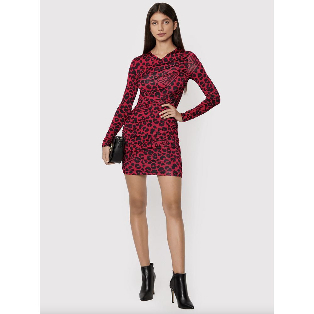 Love Moschino Schickes rotes Kleid mit Leopardenmuster