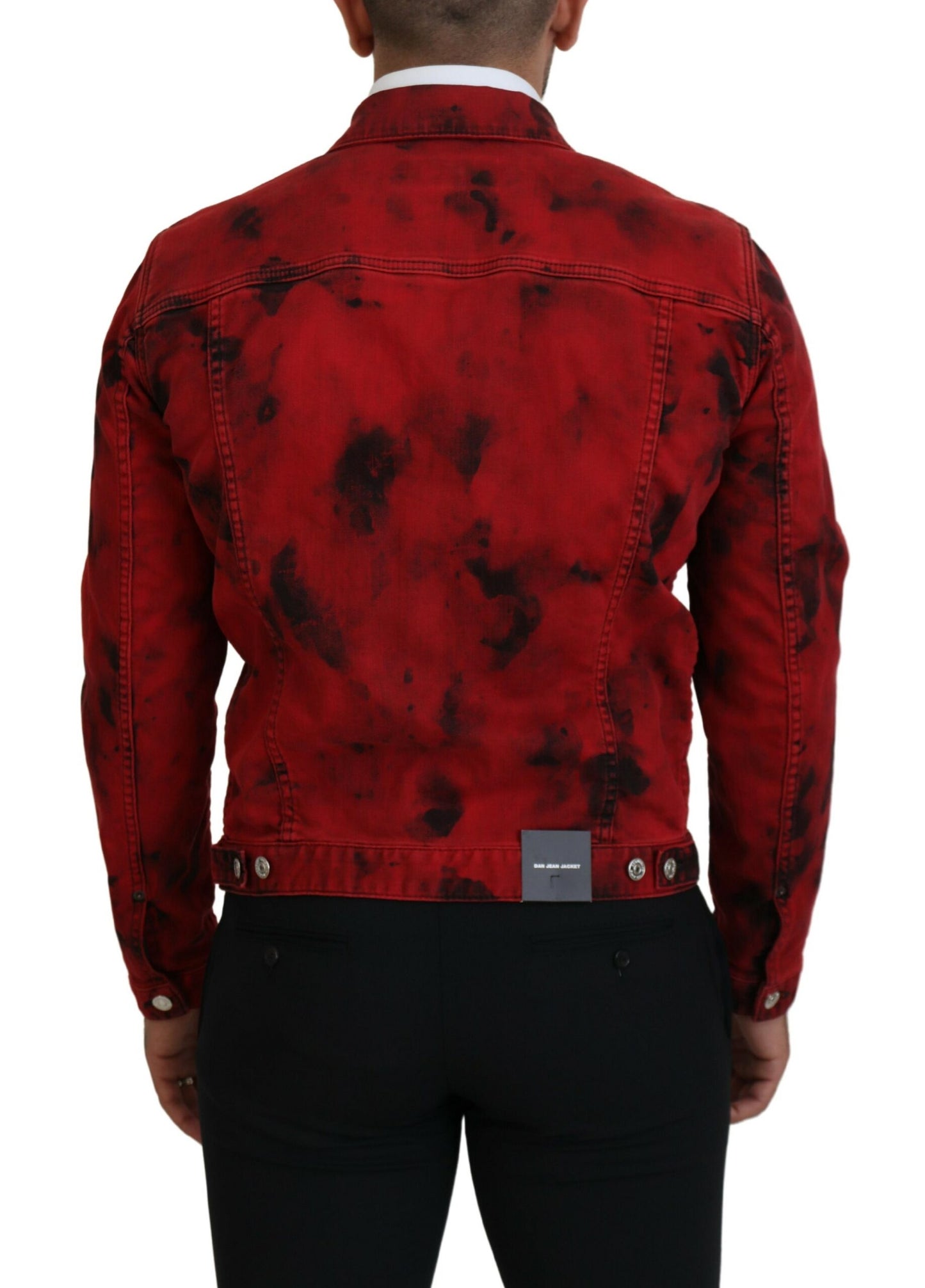 Dsquared² Red Black Tie Dye kaulus miesten farkkutakki