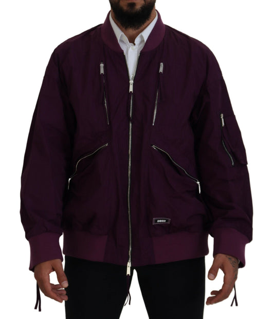 Dsquared² Purple Polyester Zip Bomber Jacket