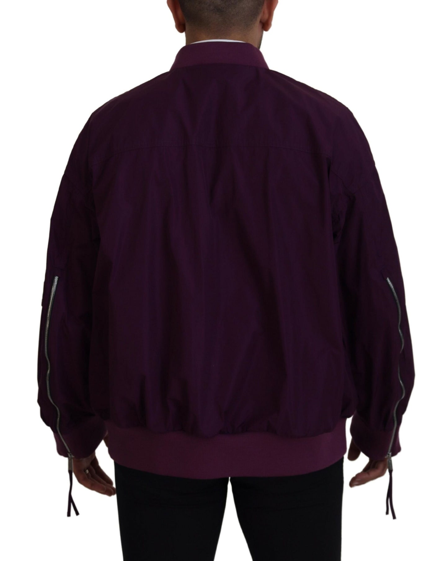 Dsquared² Purple Polyester Zip Bomber Jacket