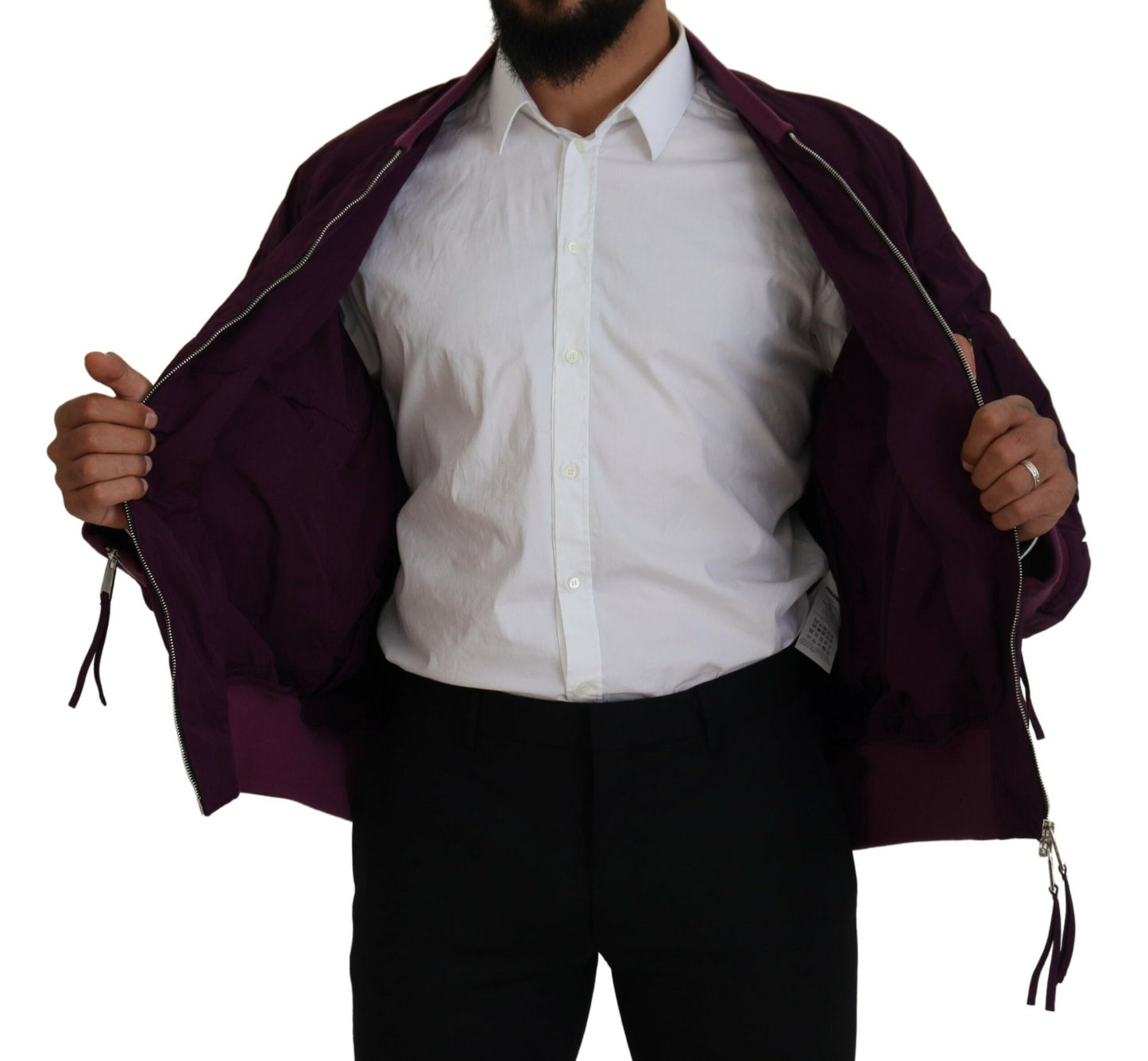 Dsquared² Purple Polyester Zip Bomber Jacket