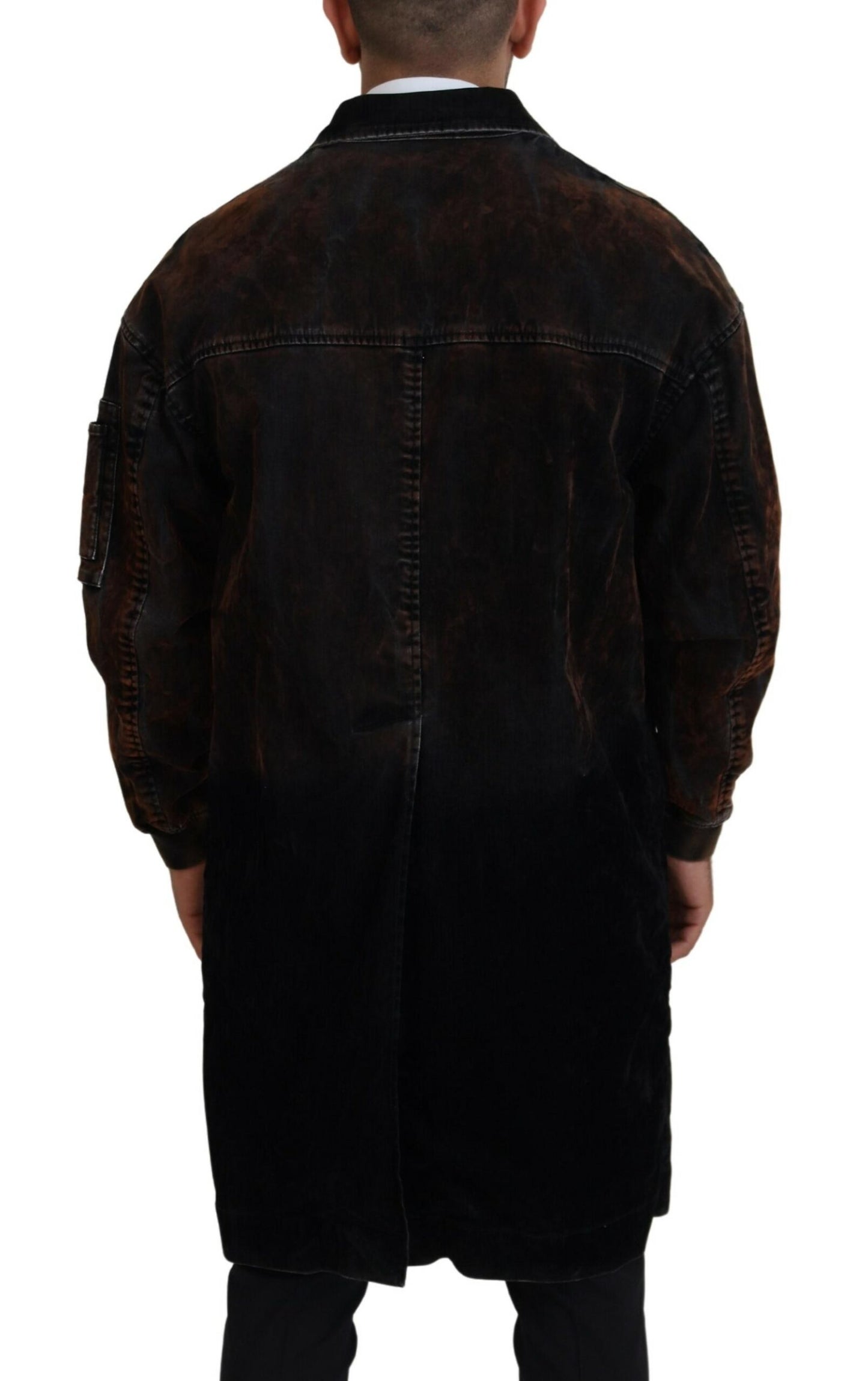 Dsquared² Brown Long Button Coat for Men Cotton Jacket