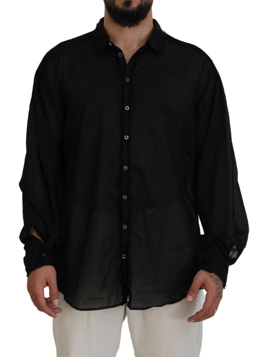 Dsquared² Black Cotton Long Sleeve Collar Shirt Formal Shirt