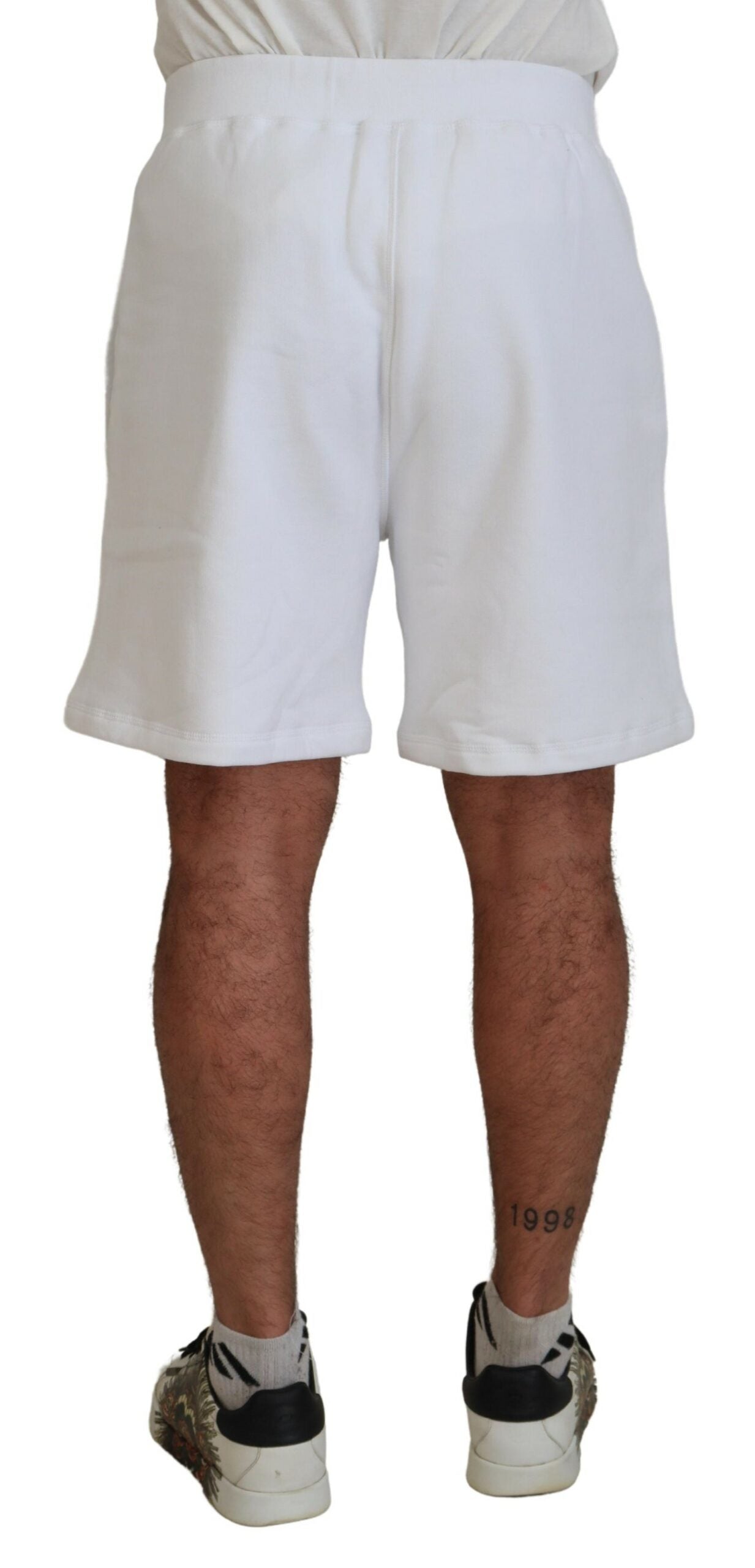 Dsquared² Weiße bedruckte Pull On Herren Casual Bermuda Shorts