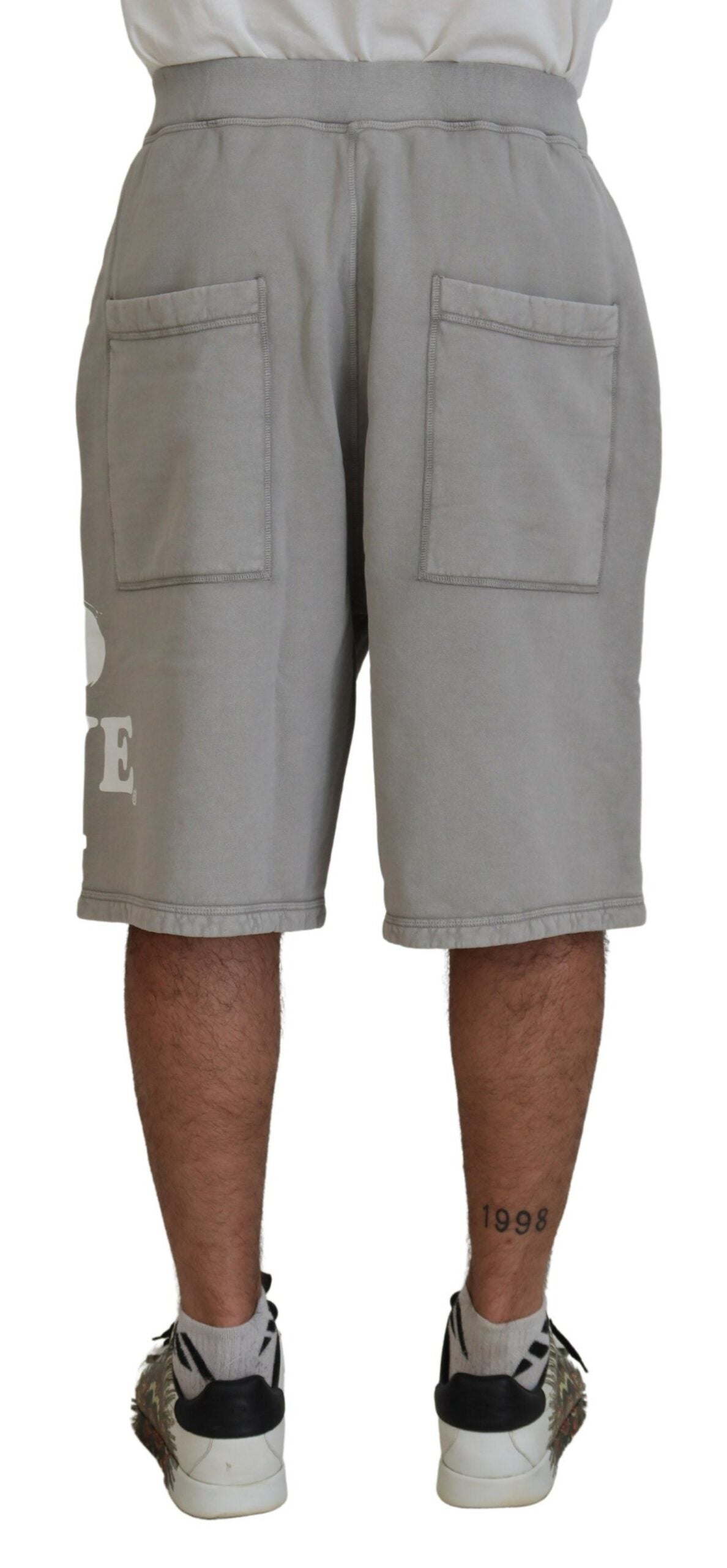 Dsquared² Graue bedruckte Pull On Herren Casual Bermuda Shorts