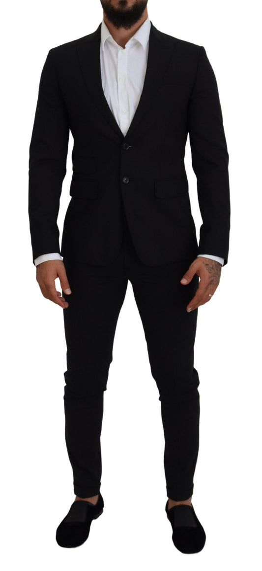 Dsquared² Black single-breasted 2-piece LONDON suit in wool