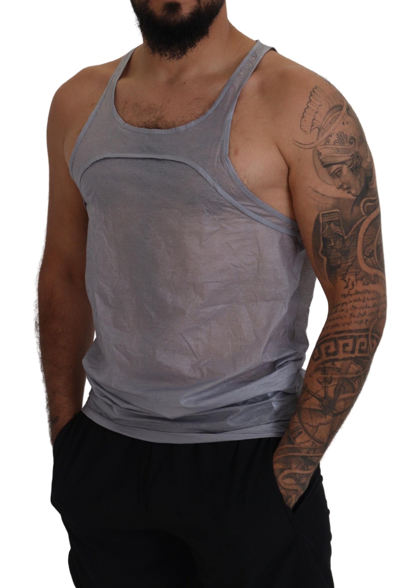 Dsquared² Light Grey Sleeveless Cotton Tank T-Shirt for Men