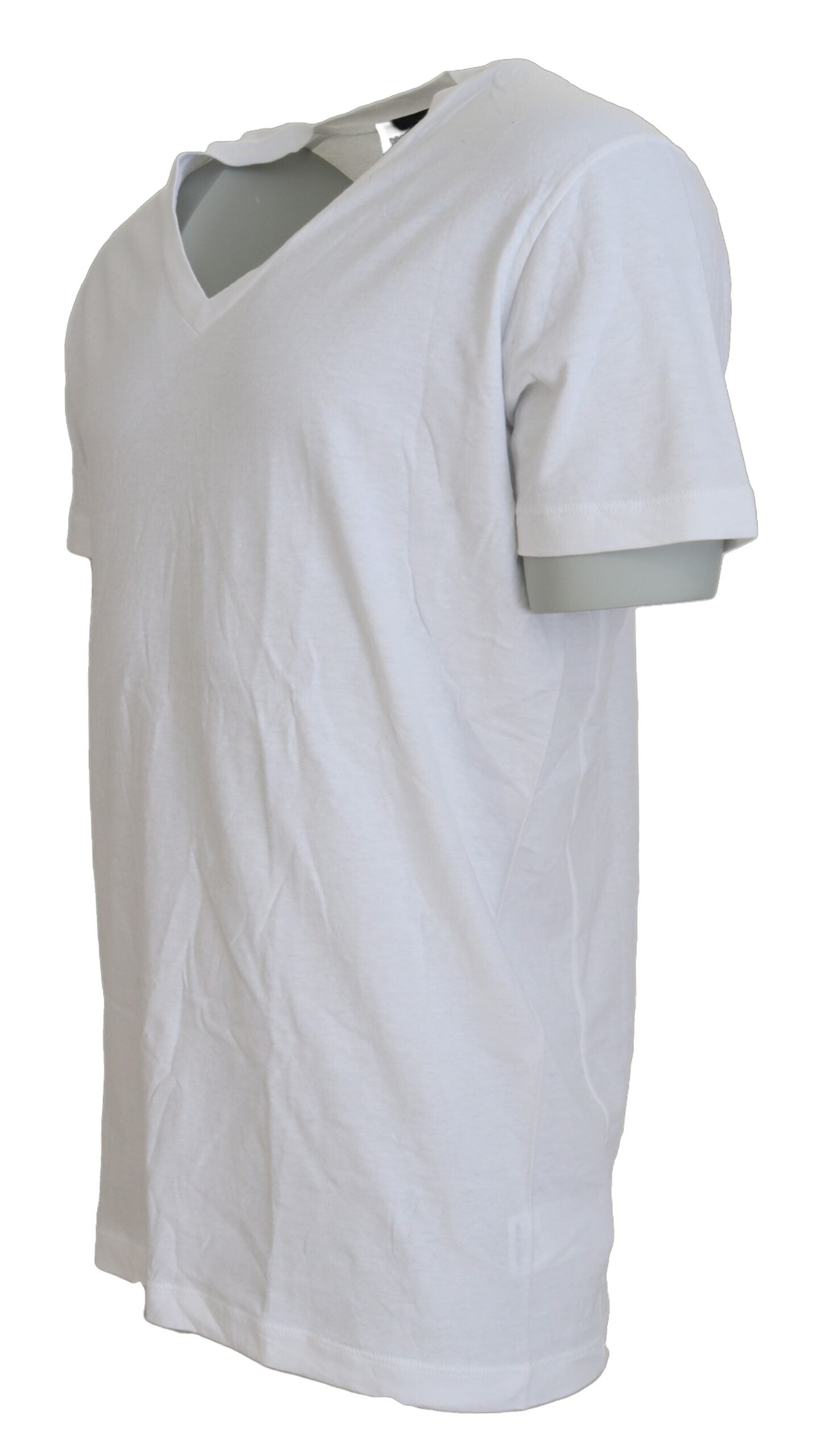 Dsquared² White cotton-linen short sleeve V-neck T-shirt