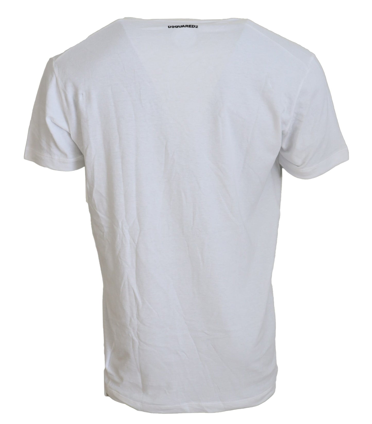 Dsquared² White cotton-linen short sleeve V-neck T-shirt