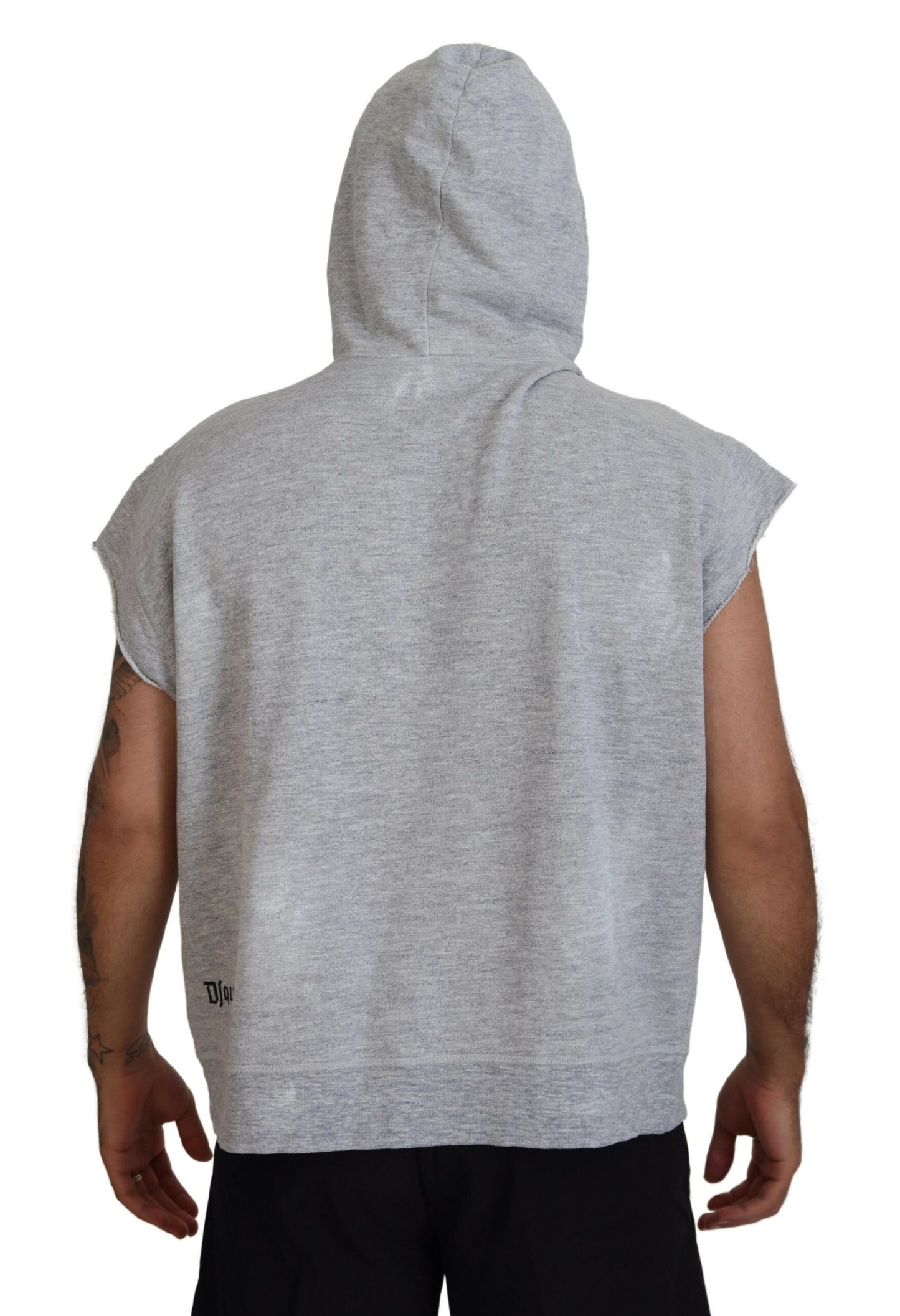 Dsquared² Light grey cotton short sleeve hooded t-shirt