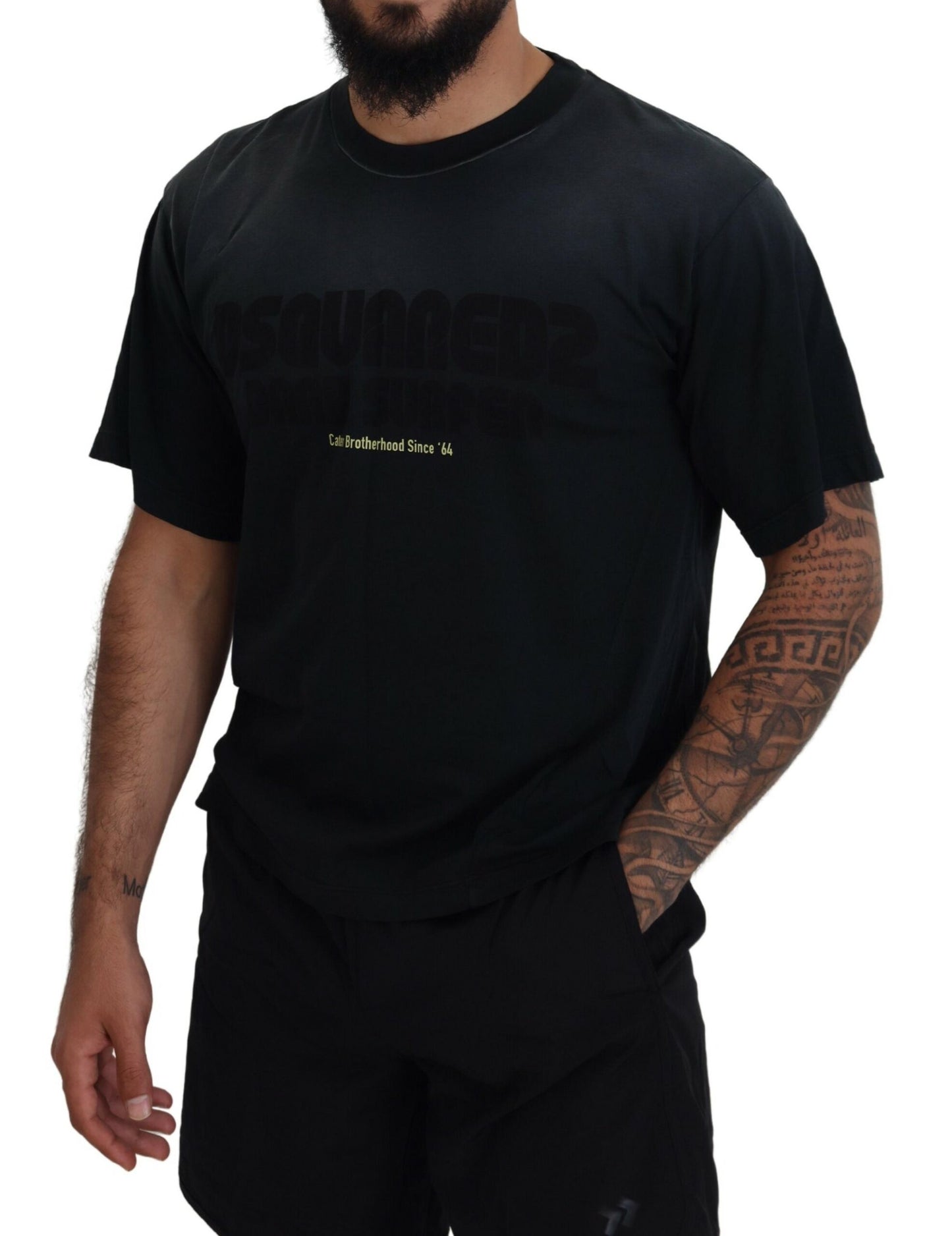 Dsquared² Black cotton T-shirt with short sleeves and round neck