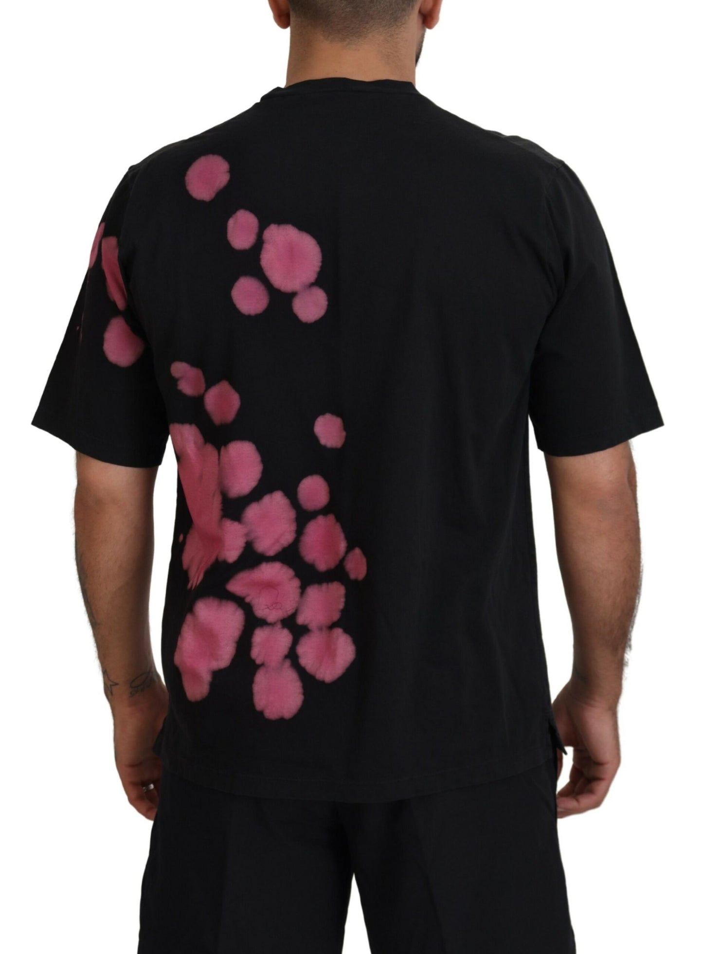 Dsquared² Black and pink cotton short sleeve round neck t-shirt