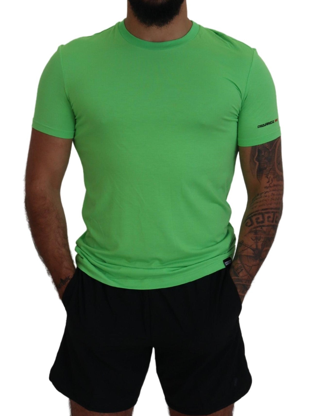 Dsquared² Green Modal Short Sleeve Crew Neck T-Shirt