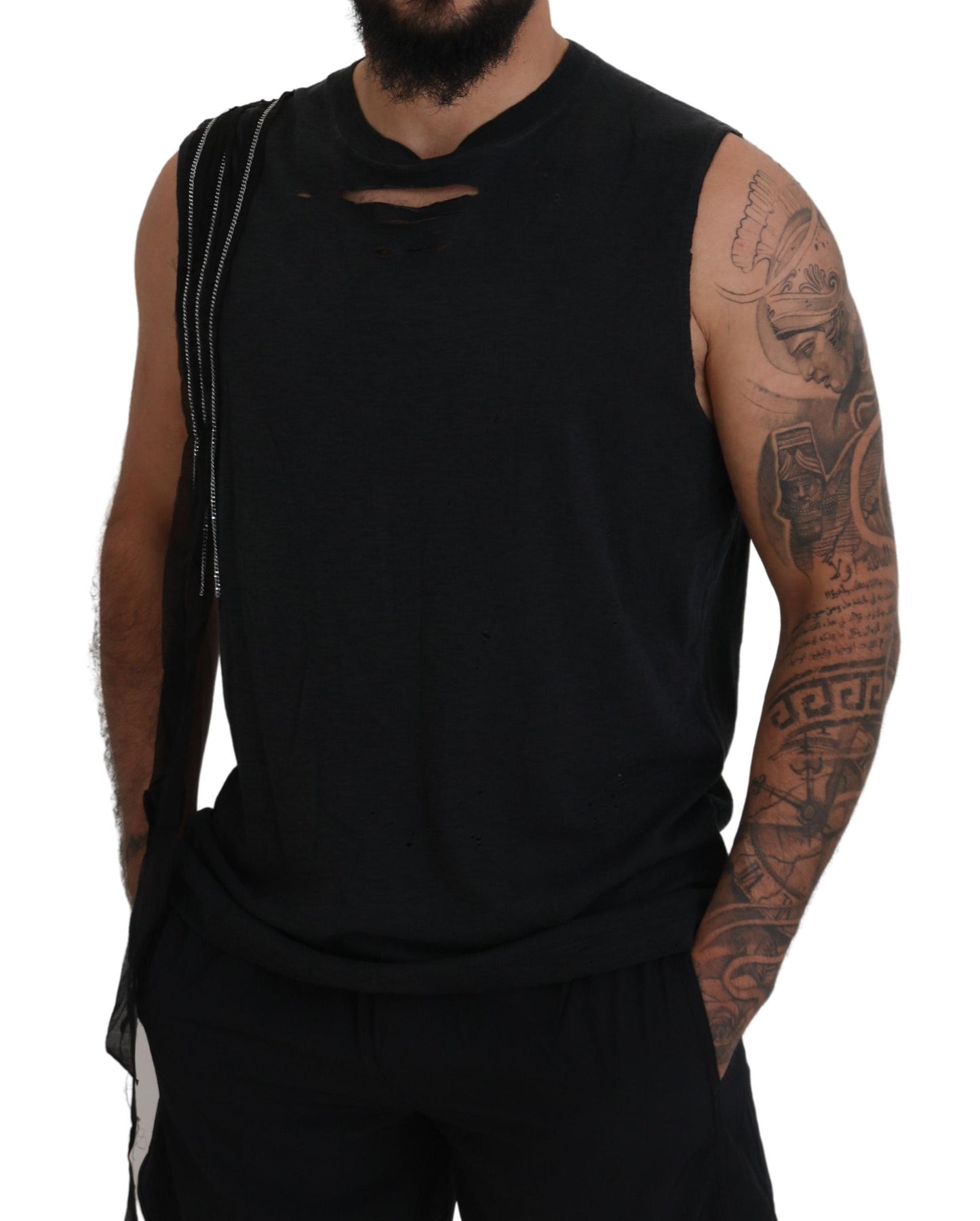 Dsquared² Black Chain Embellished Sleeveless Men's Tank T-Shirt