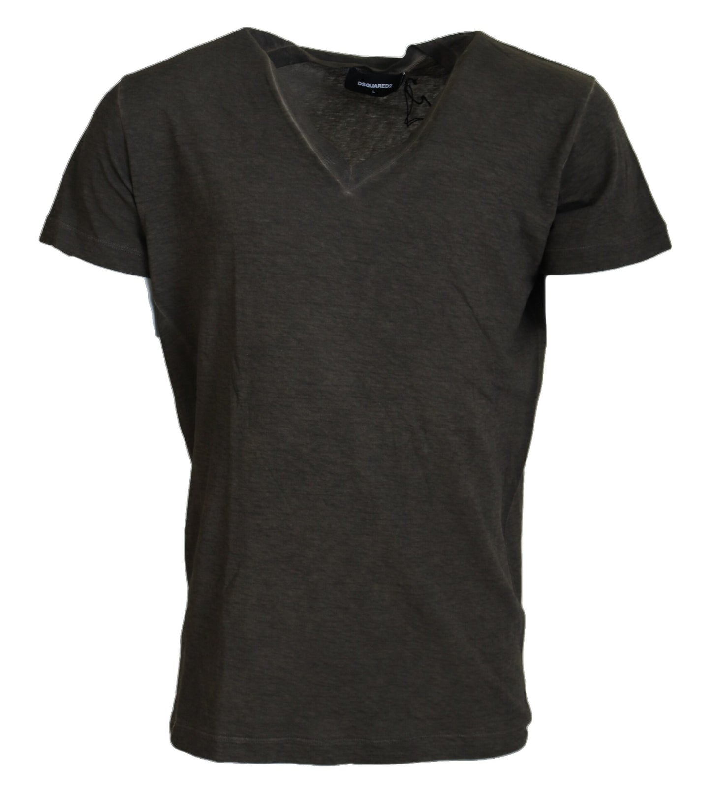 Dsquared² Grey Cotton Linen Short Sleeve V-Neck T-Shirt