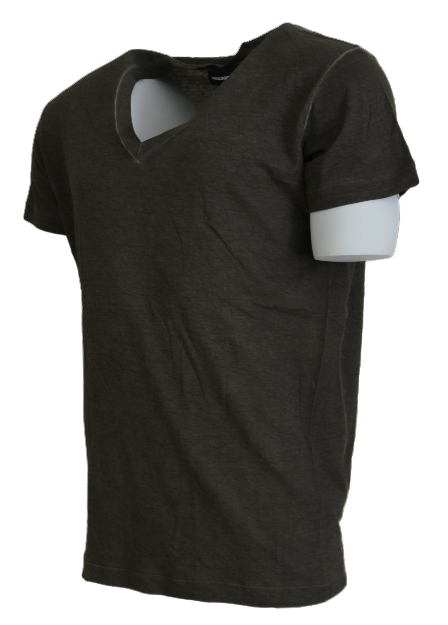 Dsquared² Grey Cotton Linen Short Sleeve V-Neck T-Shirt