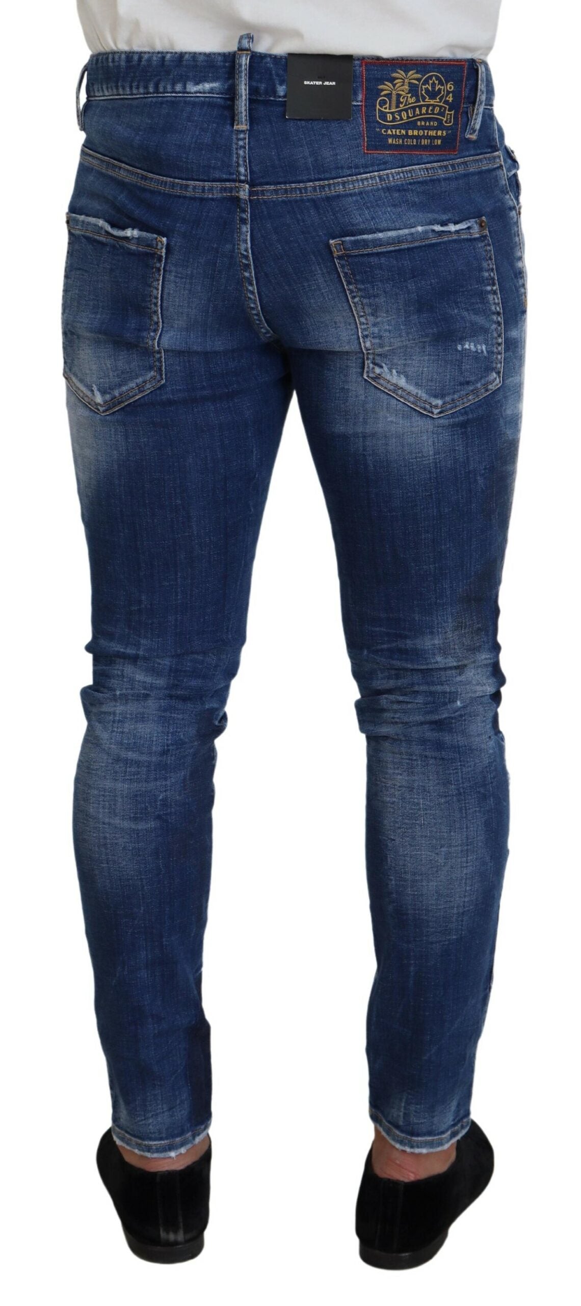 Dsquared² Blau gewaschene Patchwork Skinny Herren Denim Jeans