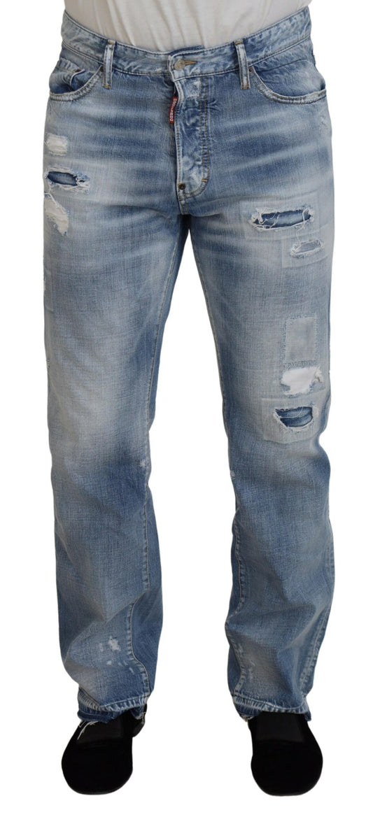 Dsquared² Blue Washed Straight Fit Men's Casual Denim Jeans