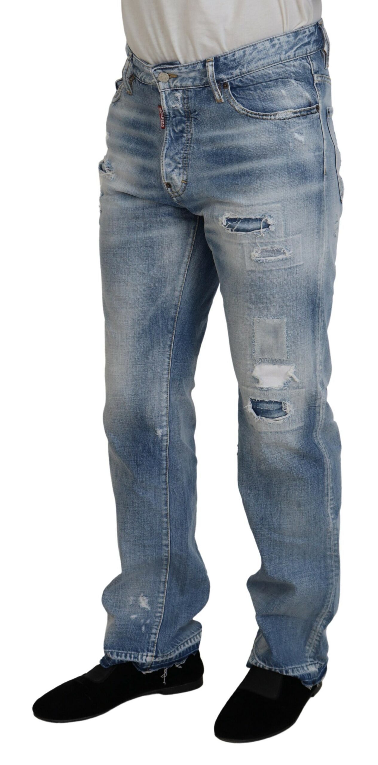 Dsquared² Blau gewaschene Straight Fit Herren Casual Denim Jeans