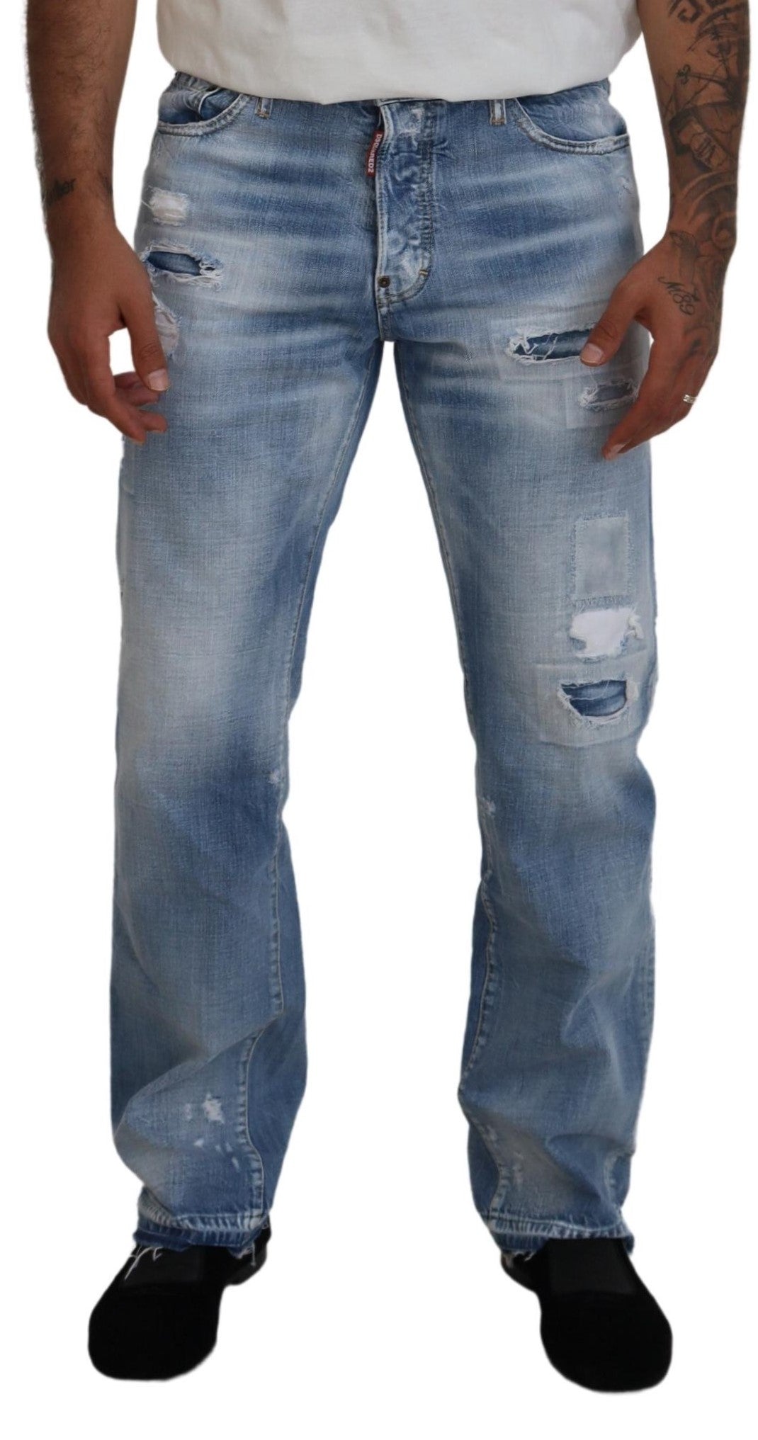 Dsquared² Blau gewaschene Straight Fit Herren Casual Denim Jeans