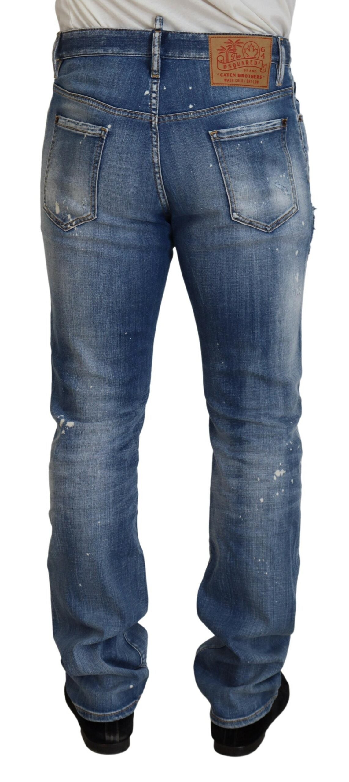 Dsquared² Blaue gewaschene zerfledderte Straight Fit Casual Denim Jeans