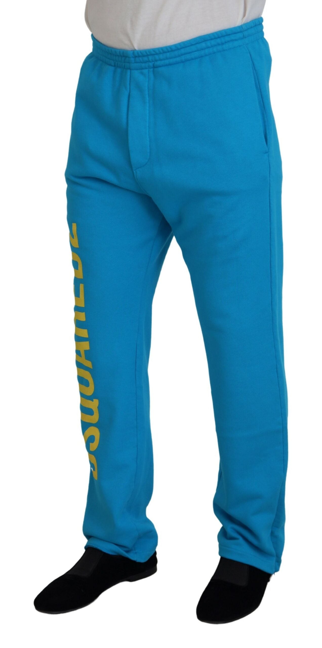 Dsquared² Light blue cotton logo print leisure trousers