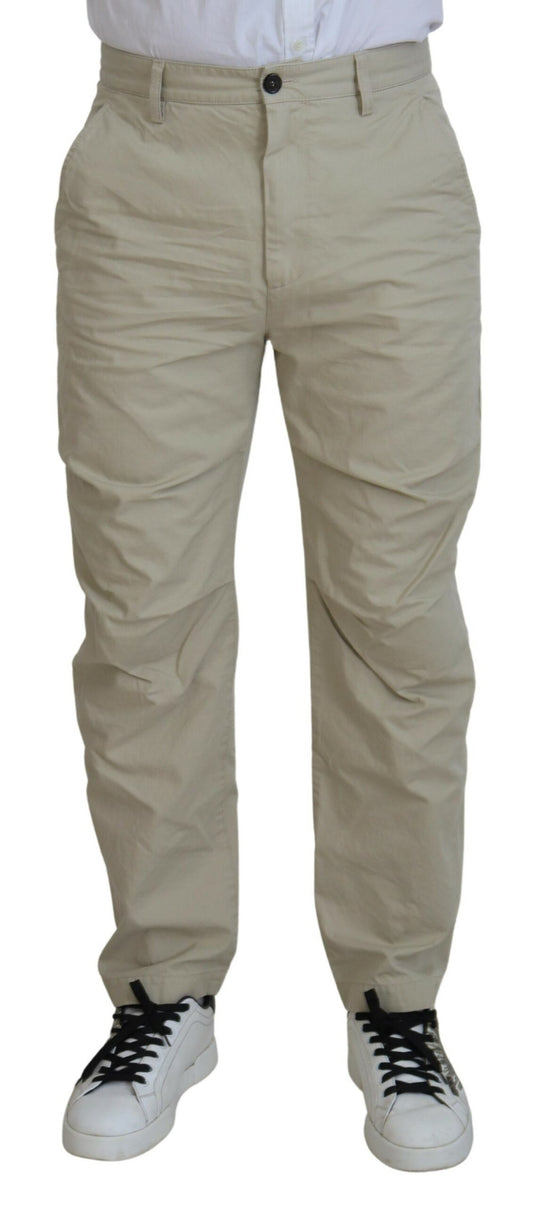 Dsquared² Beige Cotton Straight Fit Men's Casual Pants