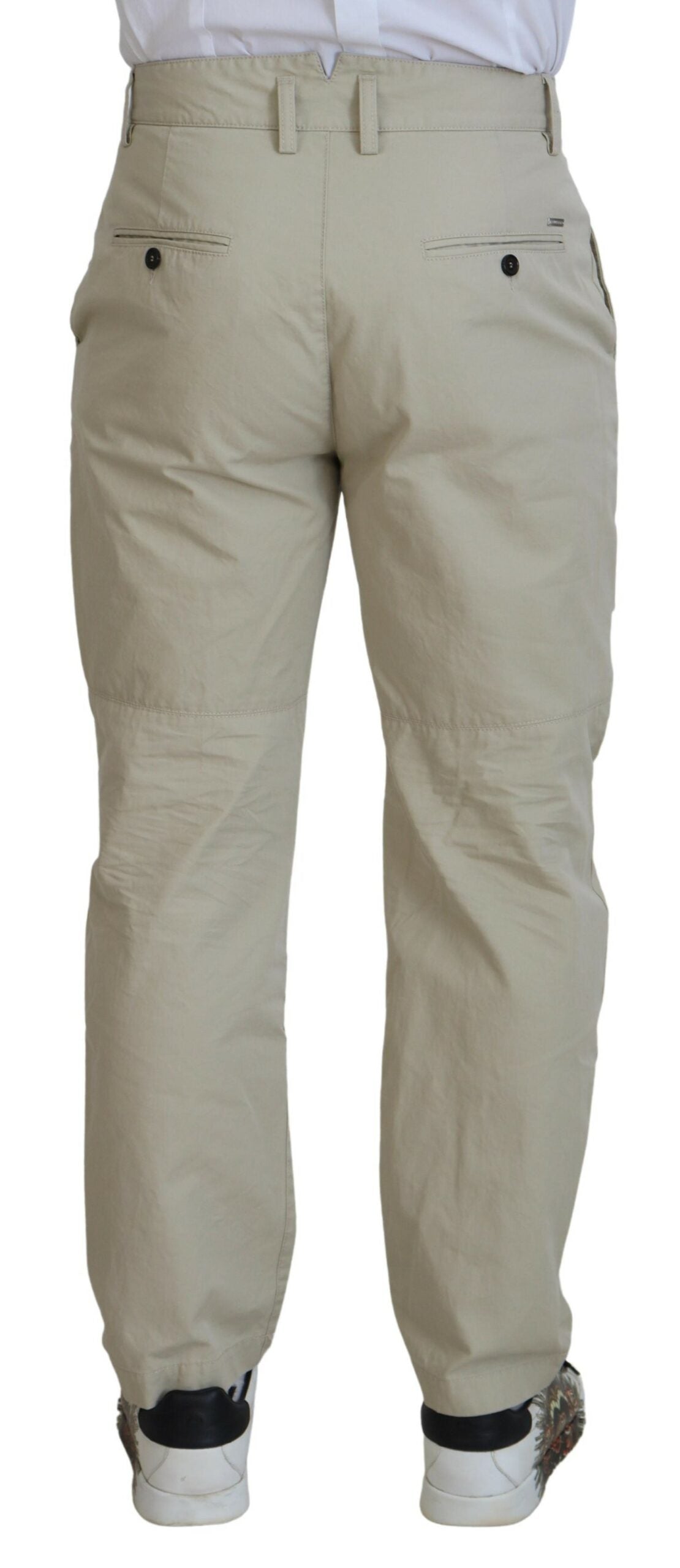 Dsquared² Beige Cotton Straight Fit Men's Casual Pants