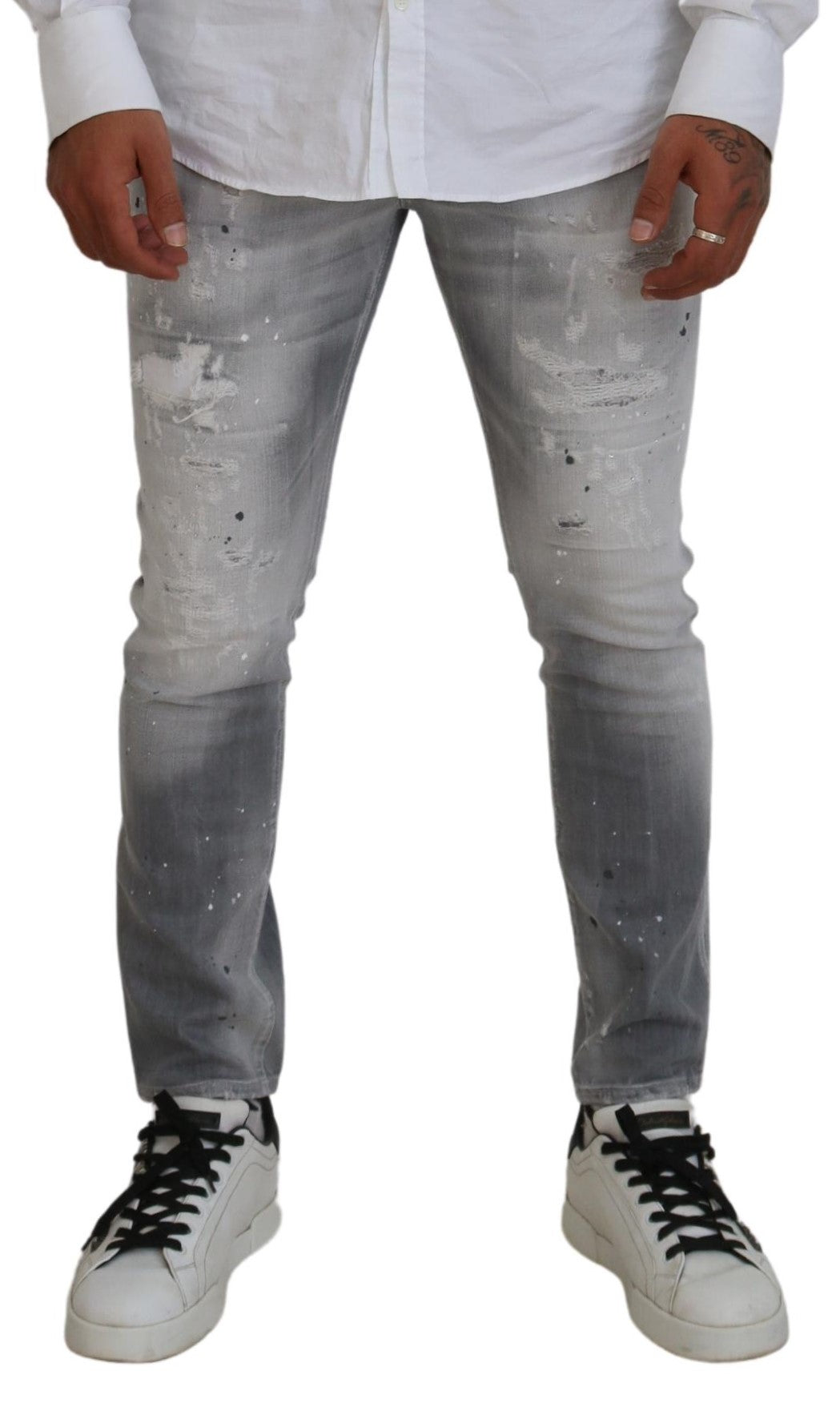 Dsquared² Grey Washed Cotton Slim Fit Casual Men Denim Jeans