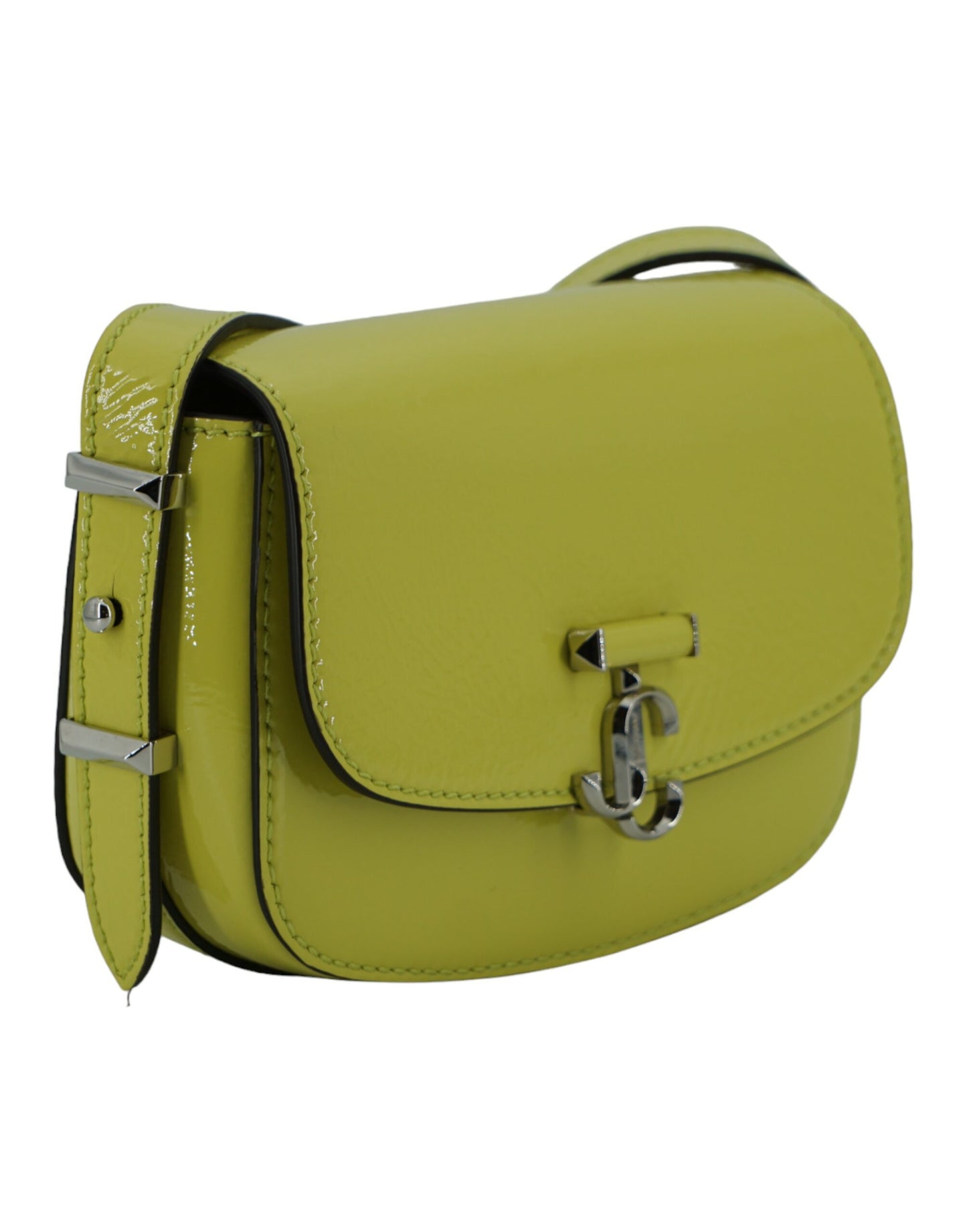 Jimmy Choo Small Leather Shoulder Bag in Lime Yellow