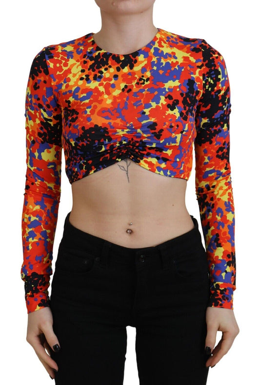 Dsquared² Multicolor Cami Long Sleeves Cropped Bluse Top