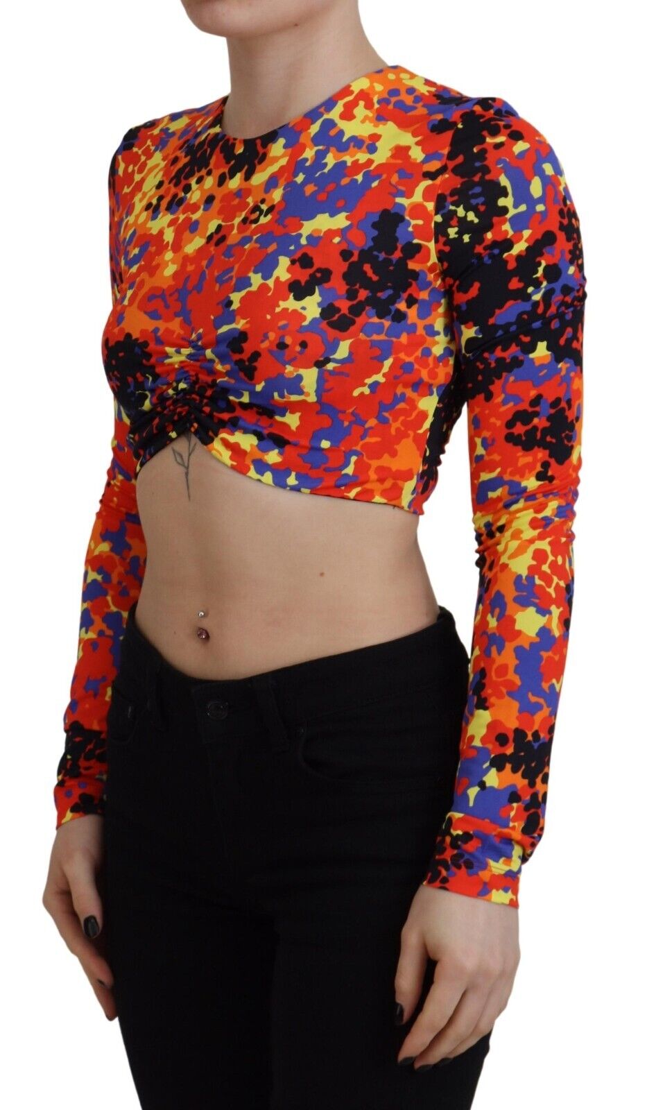 Dsquared² Multicolor Cami Long Sleeves Cropped Bluse Top