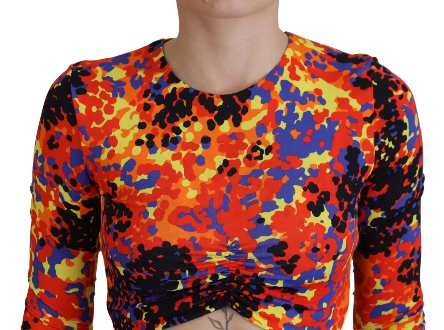 Dsquared² Multicolor Cami Long Sleeves Cropped Bluse Top