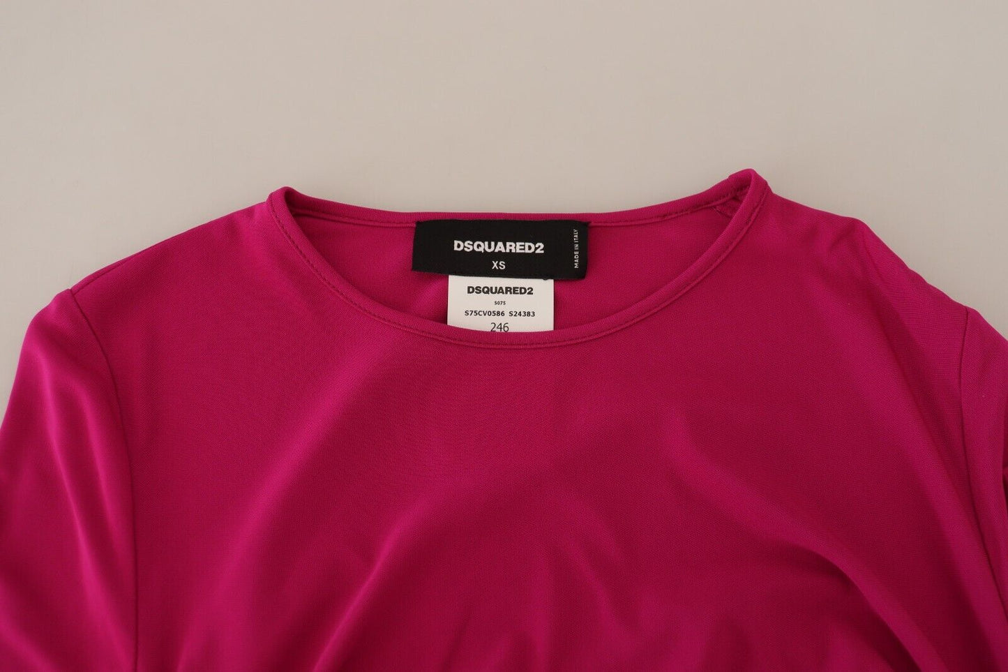 Dsquared² Fuchsia Viskose Langärmeliges gerüschtes Minikleid