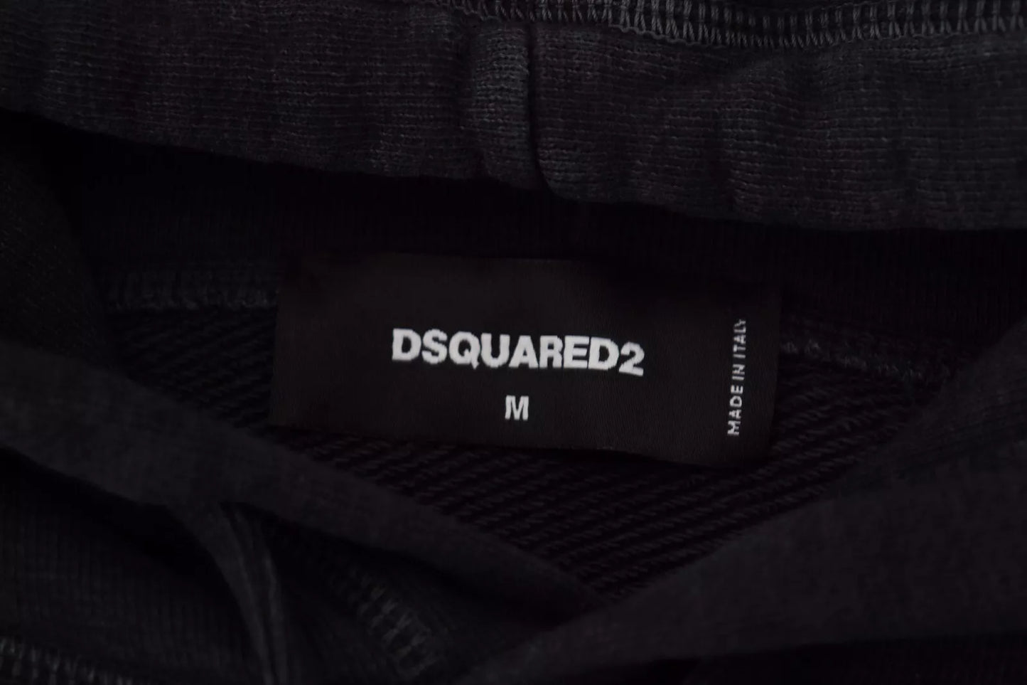 Dsquared² Musta puuvillainen hupullinen villapaita painettu miesten villapaita