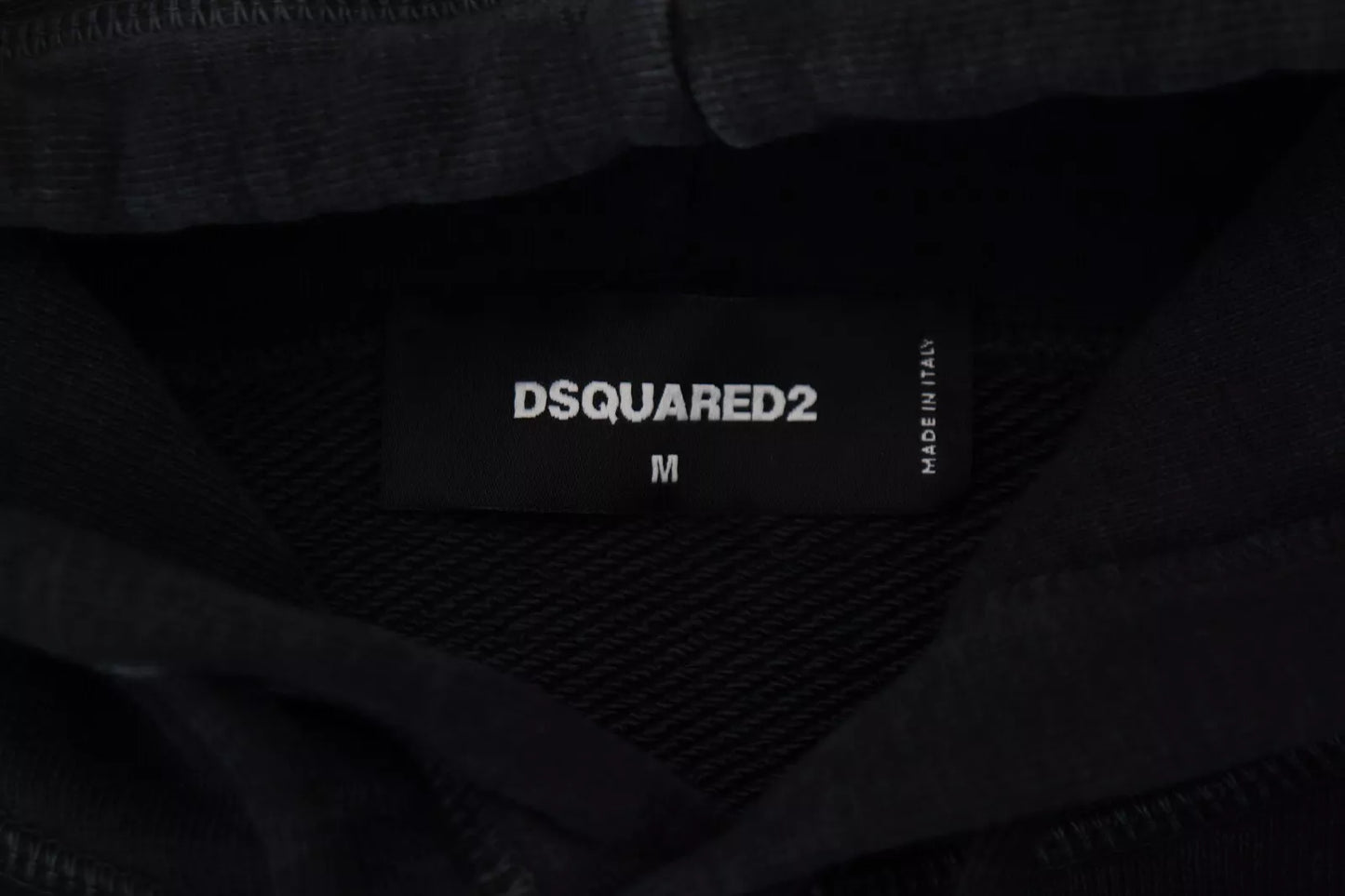 Dsquared² Musta puuvillainen hupullinen villapaita painettu miesten villapaita