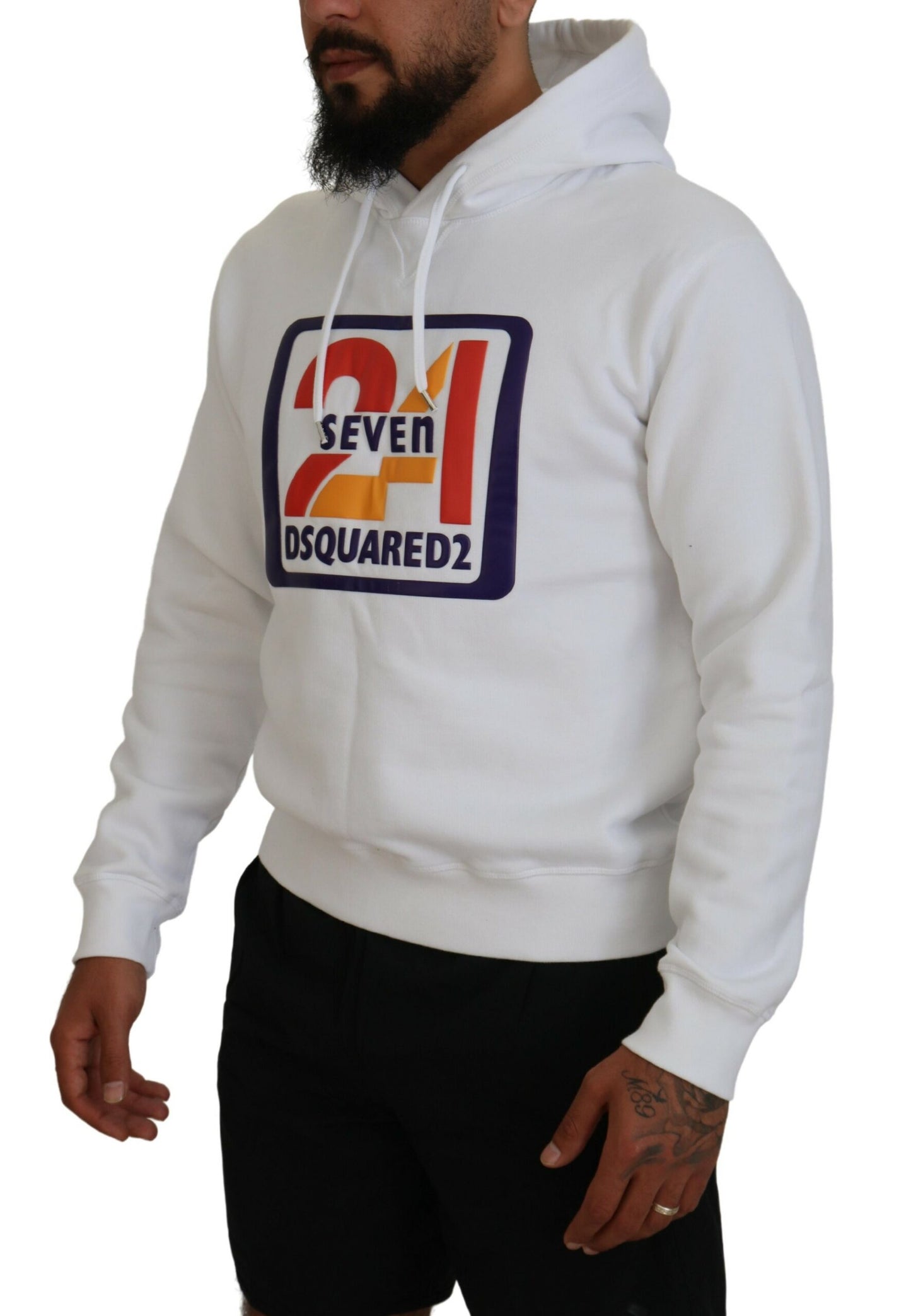 Dsquared² White Cotton Hooded Sweater for Men