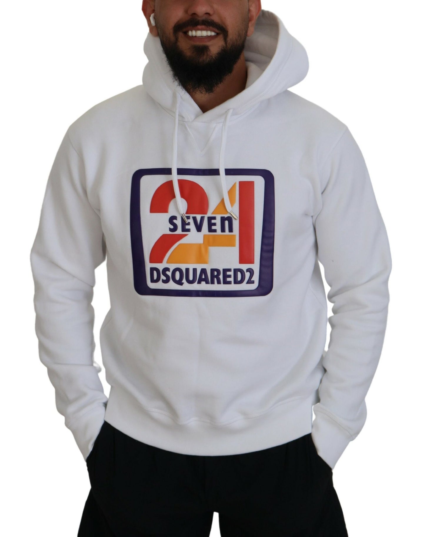 Dsquared² White Cotton Hooded Sweater for Men