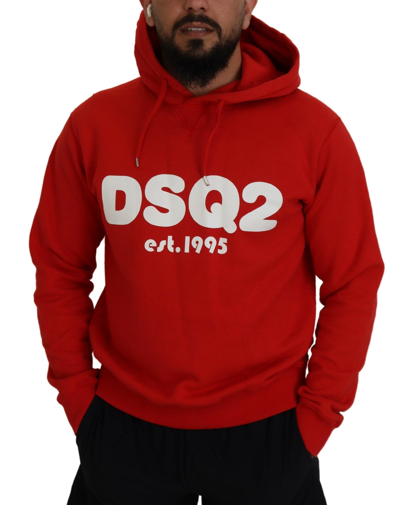 Dsquared² Red Cotton Hoodie for Men with Print