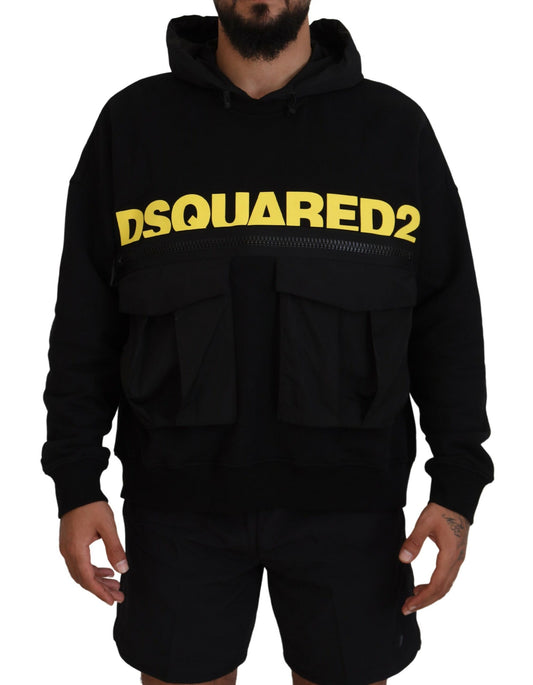 Dsquared² Musta painettu puuvillahuppari