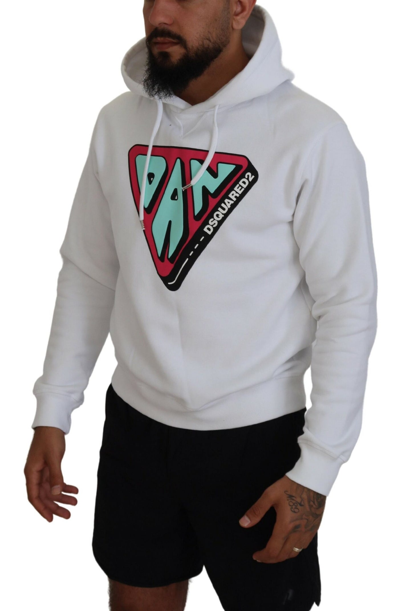 Dsquared² White printed cotton hoodie